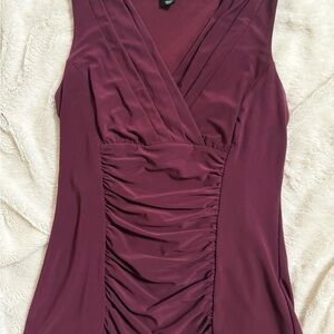 White House Black Market Deep Burgundy Sleeveless Blouse